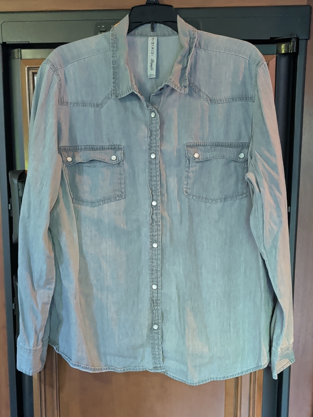Denim&Co Light Blue Chambray Button-Down Shirt